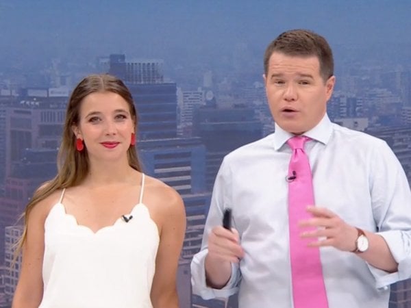 Davor Gjuranovic y Agustina Álvarez en 24 Horas Tu Mañana.