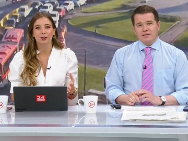 Davor Gjuranovic y Agustina Álvarez en 24 Horas Tu Mañana.