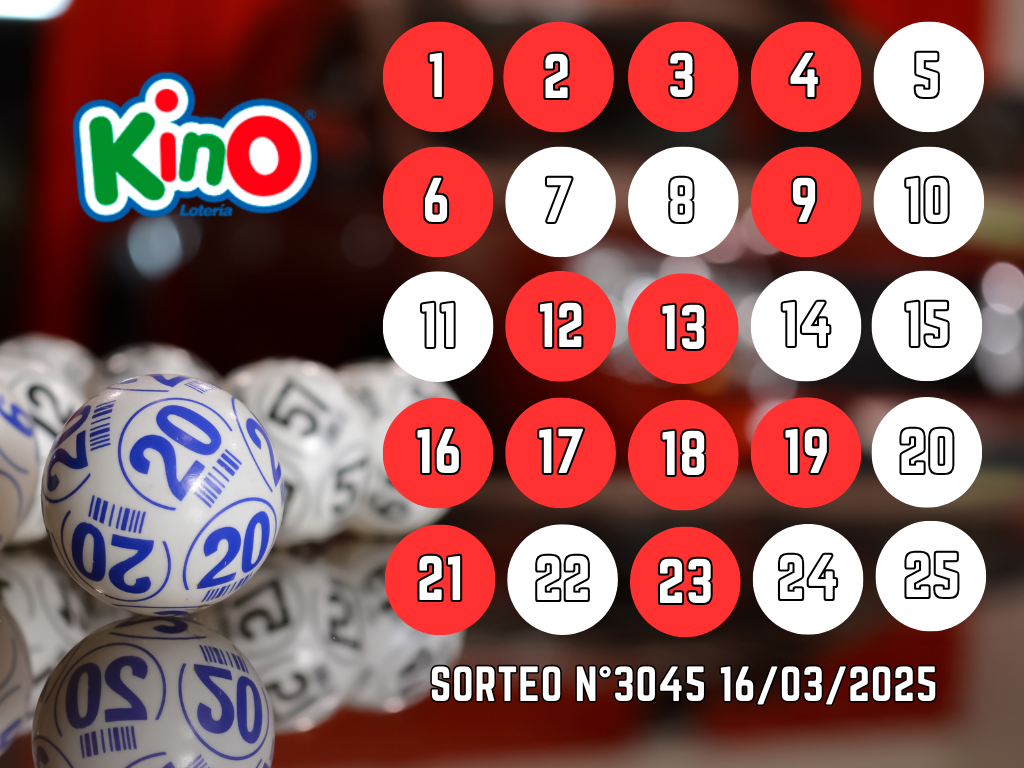 RESULTADOS KINO, SORTEO 3045 - DOMINGO 16 DE MARZO 2025