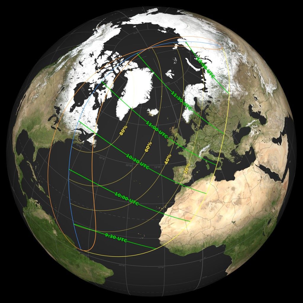 Visibilidad del eclipse solar parcial - NASA.