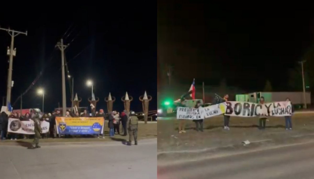 Profesores se manifestaron ante la llegada del Presidente Boric a Punta ...