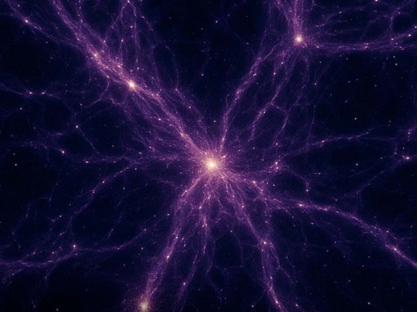 Representación artística de galaxias alejándose en un universo en expansión, inspirada en los datos de DESI.