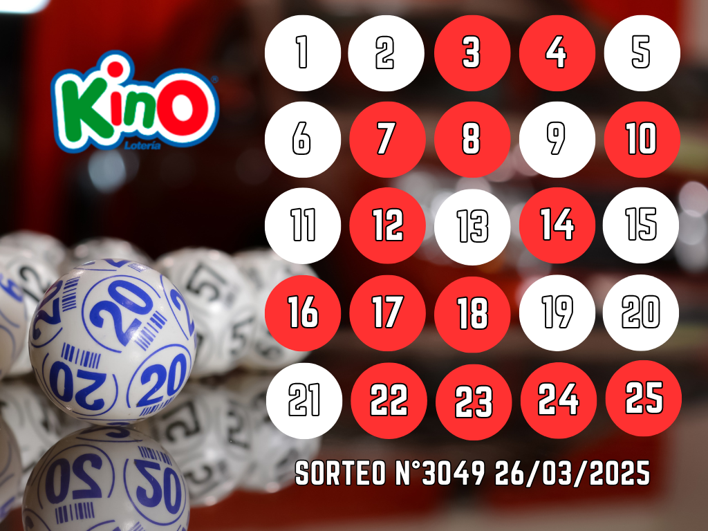 RESULTADOS KINO, SORTEO 3049 - MIÉRCOLES 26 DE MARZO 2025