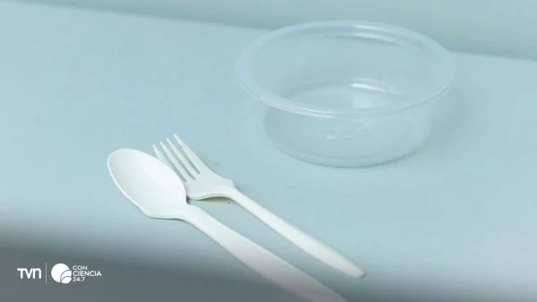 Imagen de plásticos desechables acumulados en una playa chilena, mostrando la contaminación ambiental.