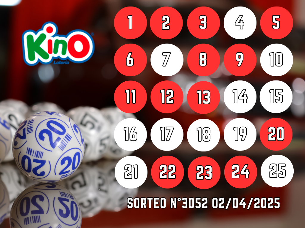 RESULTADOS KINO, SORTEO 3052 - MIÉRCOLES 2 DE ABRIL 2025