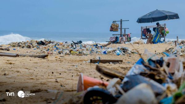 Montaña de botellas y envases plásticos acumulados en un centro de reciclaje.
