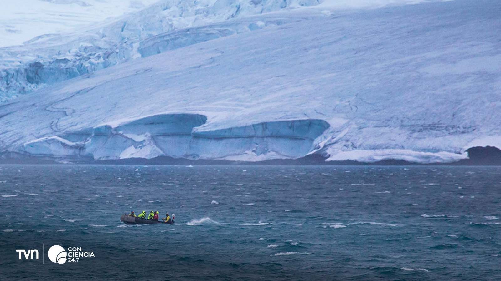 Paisaje natural del sur de Chile, glaciar y mar.