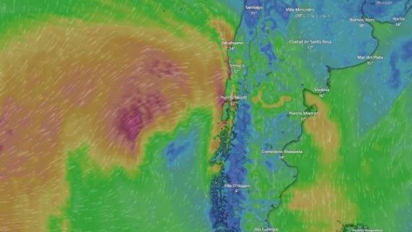 Gráfica de Windy por precipitaciones.