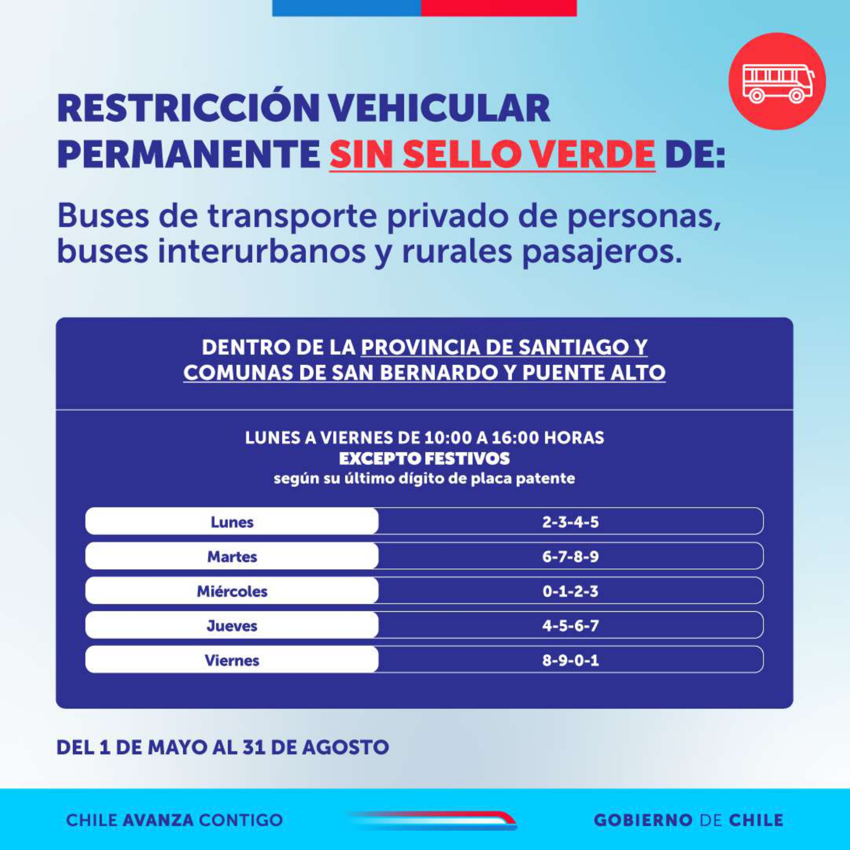 Calendario restricción vehicular sin sello verde buses