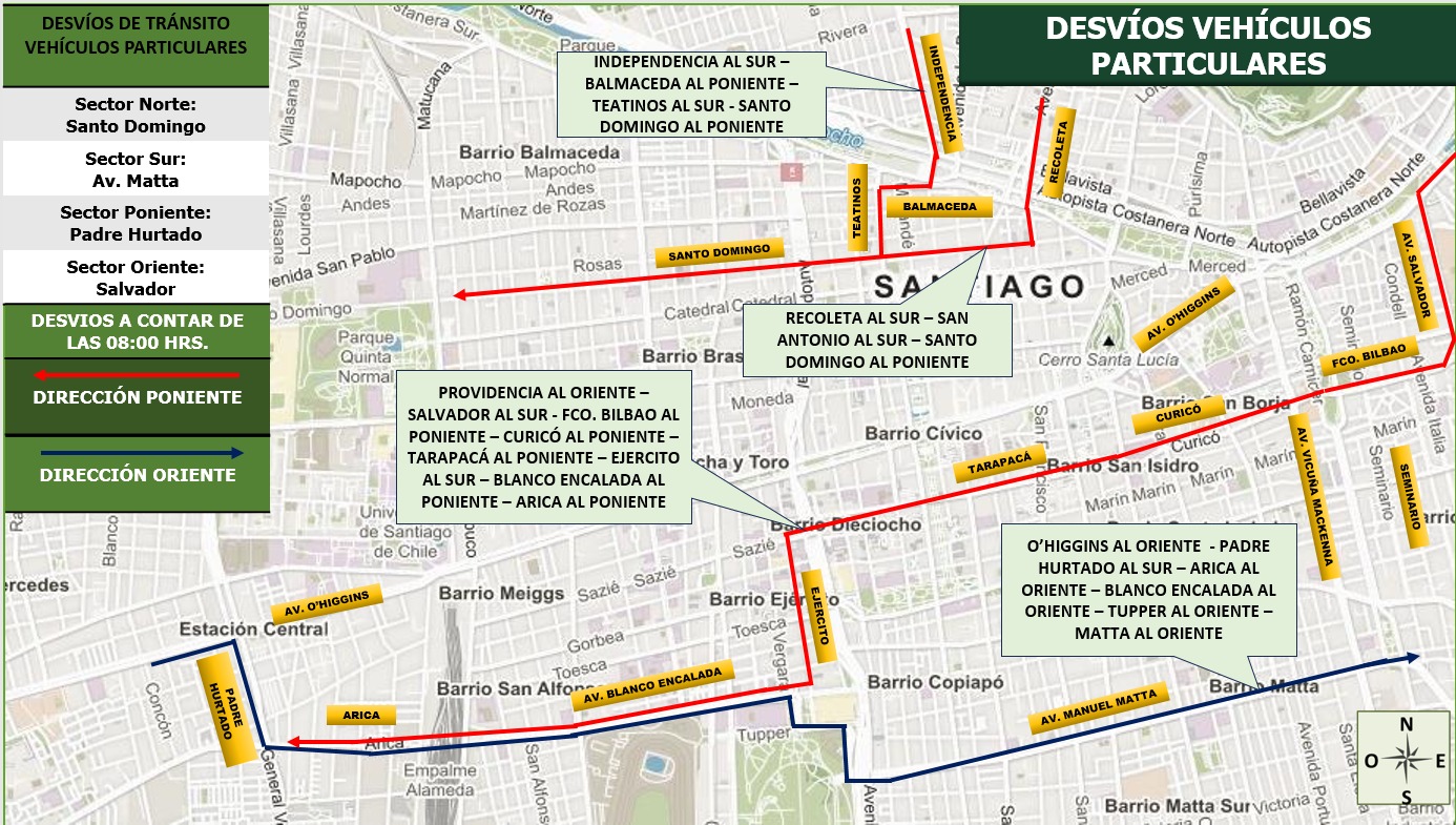 Desvíos de Carabineros 1 de mayo Día del Trabajador