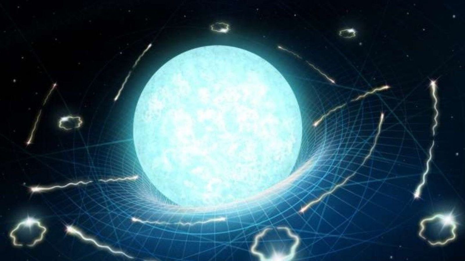 Fin del universo. Impresión artística de una estrella de neutrones que se está "evaporando" lentamente a través de una radiación similar a la de Hawking.