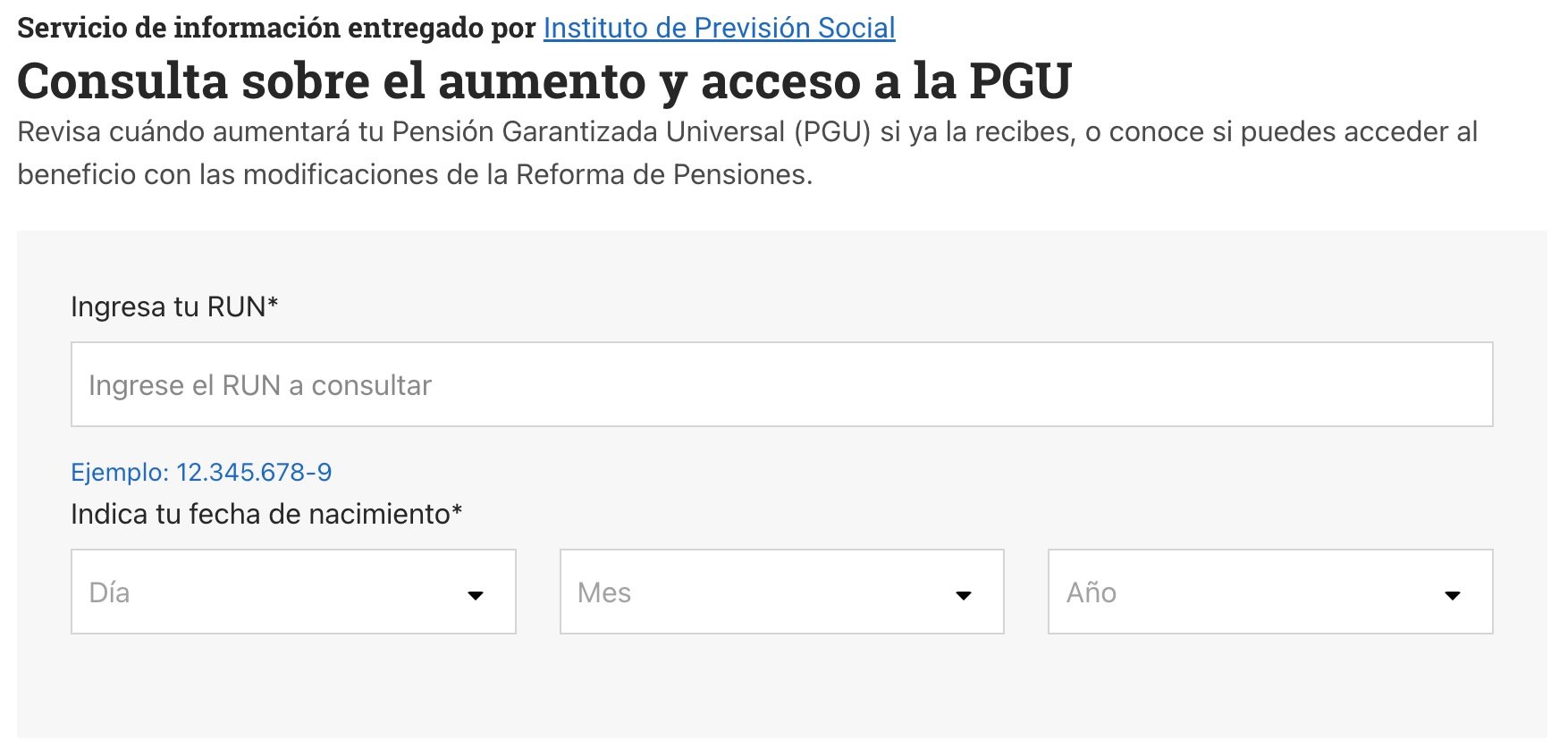 Consultar PGU con RUT