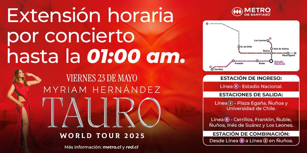 Concierto Myriam Hernández: horarios del Metro