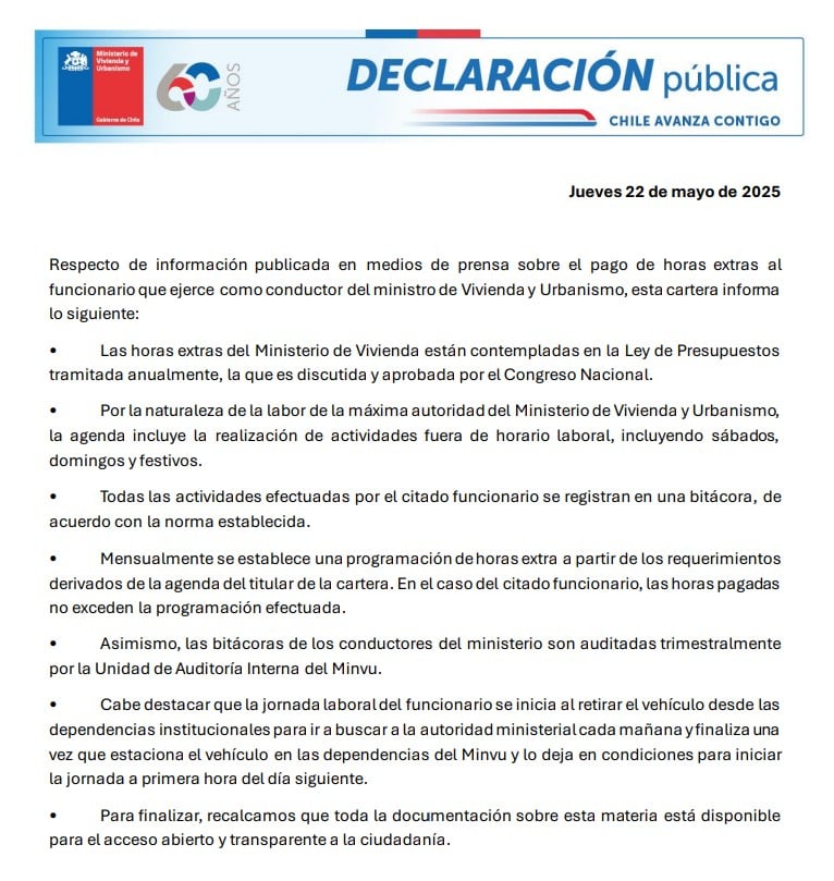 Comunicado Minvu