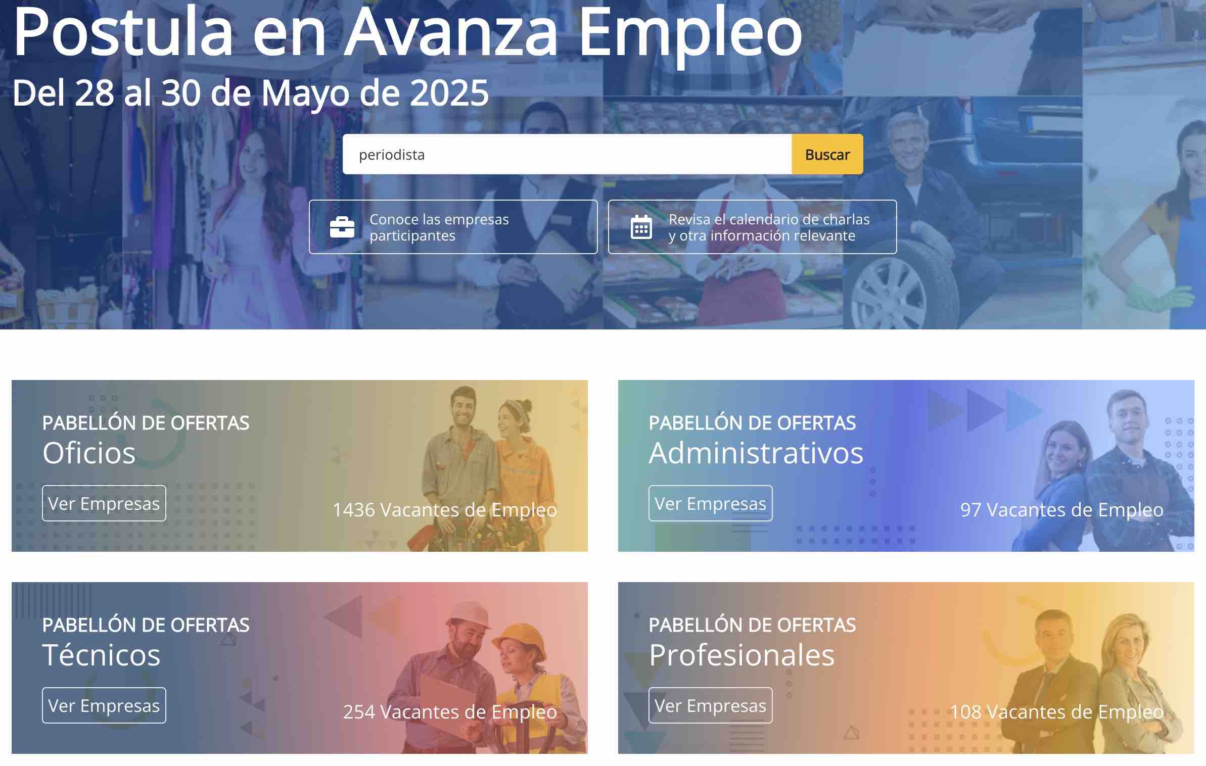 Feria laboral página web Avanza Empleo