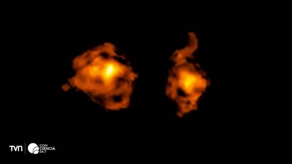 Imagen de dos galaxias colisionando.