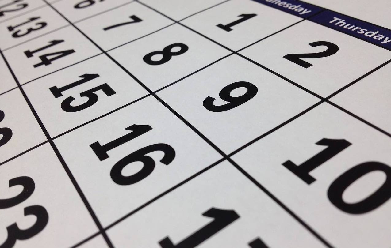 Calendario. Feriados de junio