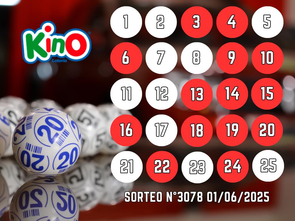 RESULTADOS KINO, SORTEO 3078 - DOMINGO 1 DE JUNIO 2025