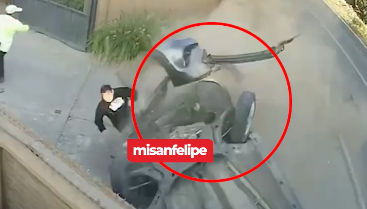 Impactante VIDEO: hombre logró esquivar auto que protagonizó grave volcamiento a gran velocidad en San Felipe