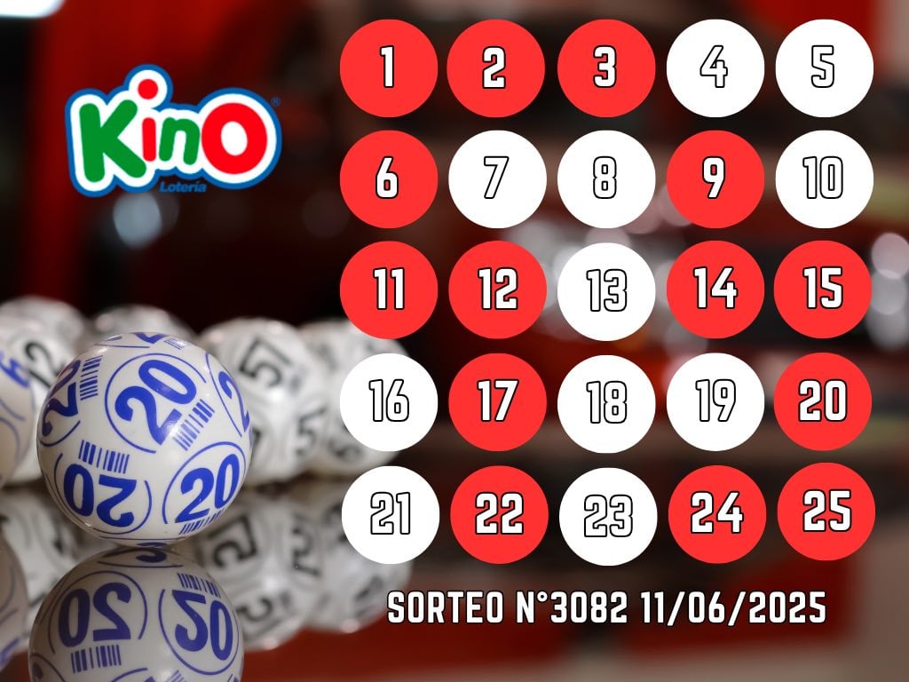 RESULTADOS KINO, SORTEO 3082 - MIÉRCOLES 11 DE JUNIO 2025