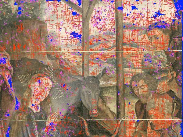 Lámina de polímero impresa con IA sobre pintura del siglo XV restaurada por el MIT.