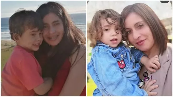 Tomás Bravo junto a su madre y abuela materna.