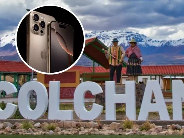 municipalidad de Colchane junto a iphone