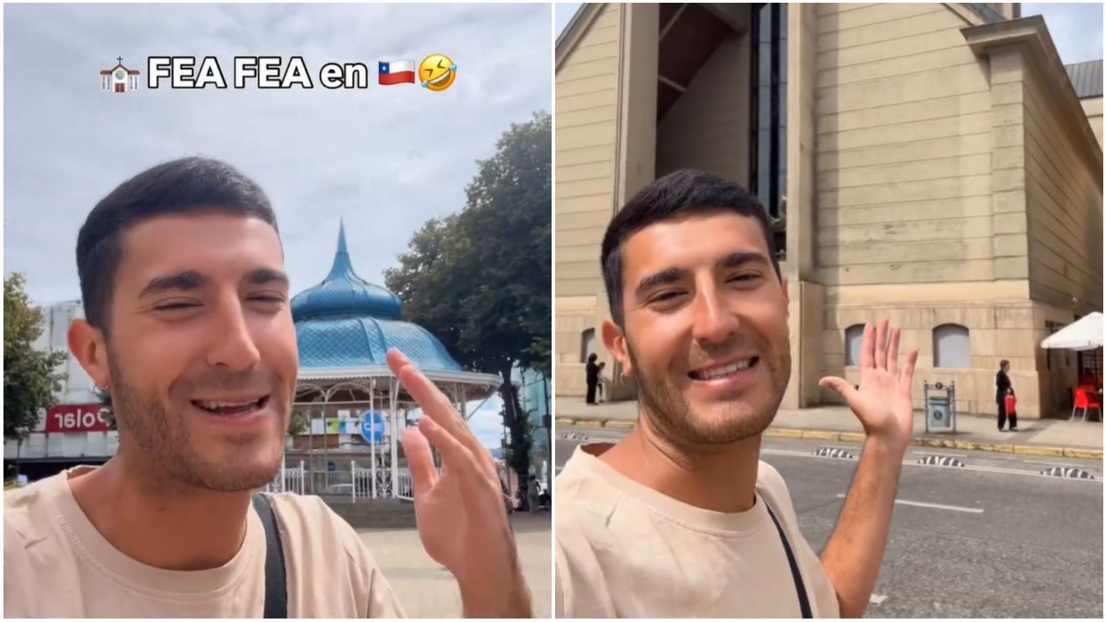 Daniel López frente a catedral de Valdivia