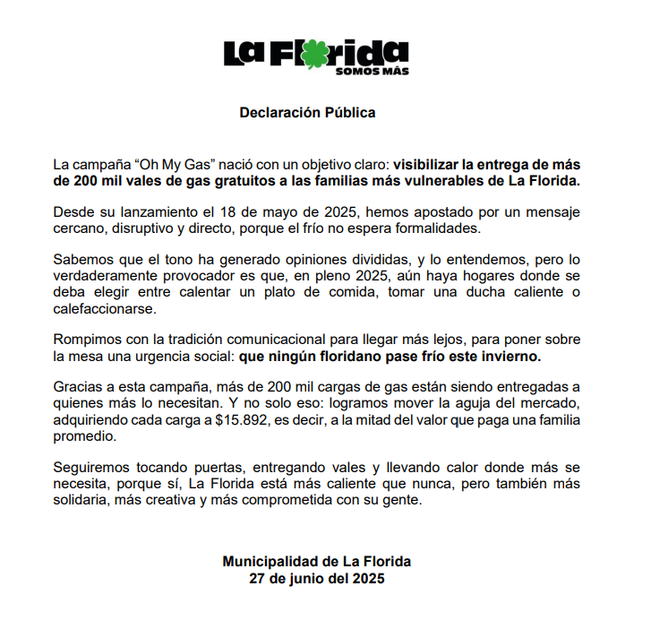 Comunicado de La Florida.