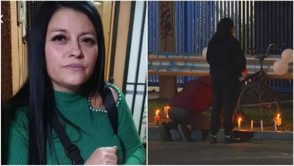 Carmen Reyes junto a lugar del accidente