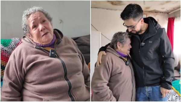 Felipe Ñancupil junto a adulta mayor