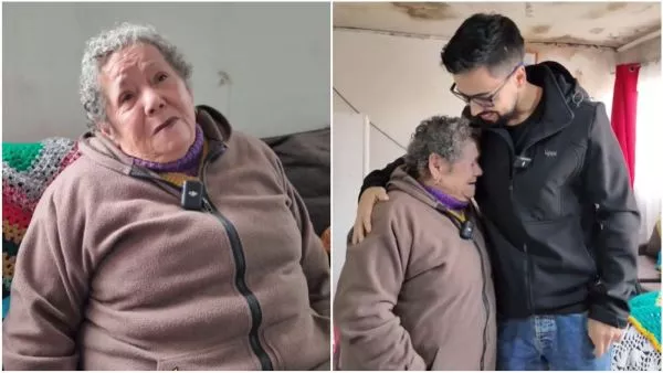 Felipe Ñancupil junto a adulta mayor