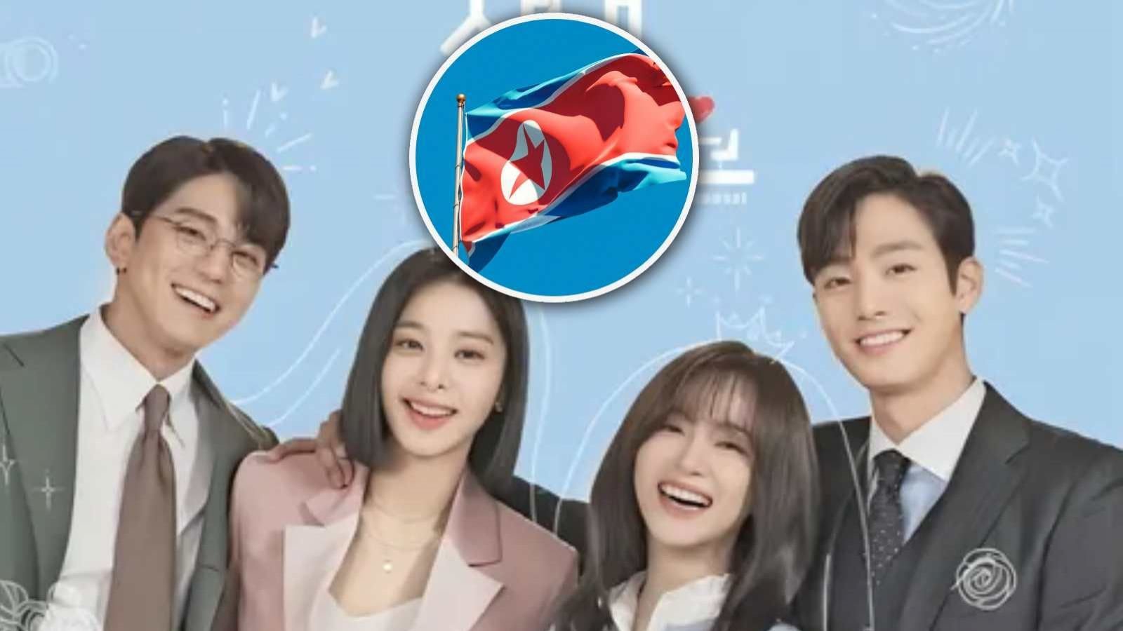 K-drama y una bandera de Corea del Norte