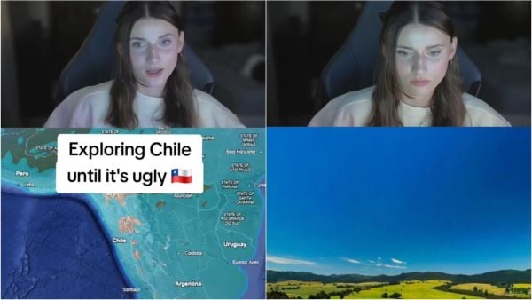 Tiktokera alucinando con los paisajes de Chile