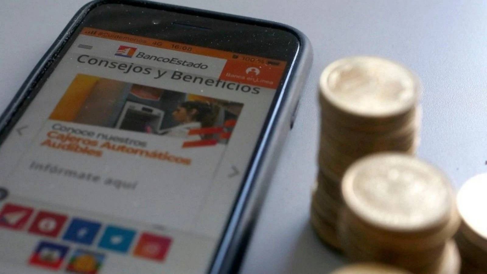Monedas y aplicación de Banco Estado