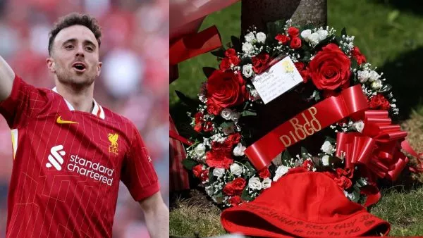 Hinchas del Liverpool rinden homenaje a Diogo Jota en Anfield
