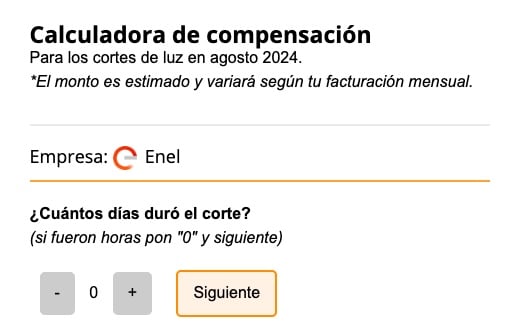 Calculadora corte de luz ENEL