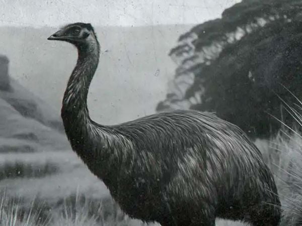 Imagen del moa en el proyecto de desextinción liderado por Colossal Biosciences.