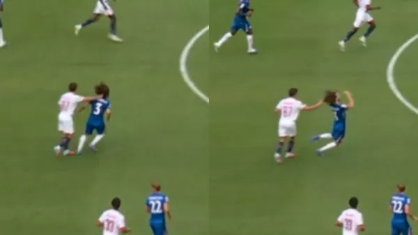Joao Neves le tiró el pelo a Marc Cucurella en el Mundial de Clubes