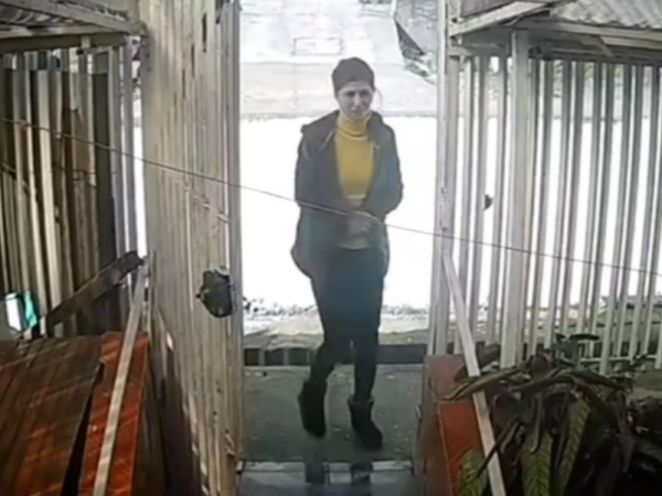 Captura cámara de seguridad en la que se ve a una mujer ingresando a una vivienda