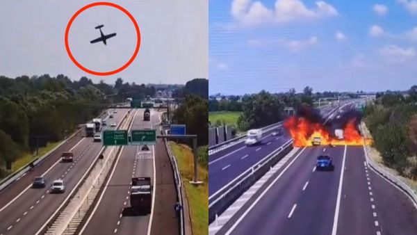 Avioneta colisiona en autopista de Italia