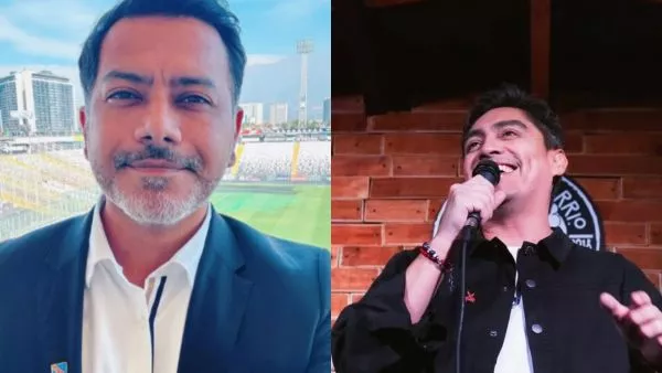 Dúplex imágenes: a la izquierda Pedro Ruminot y a la derecha Sergio Freire durante presentación de stand up comedy