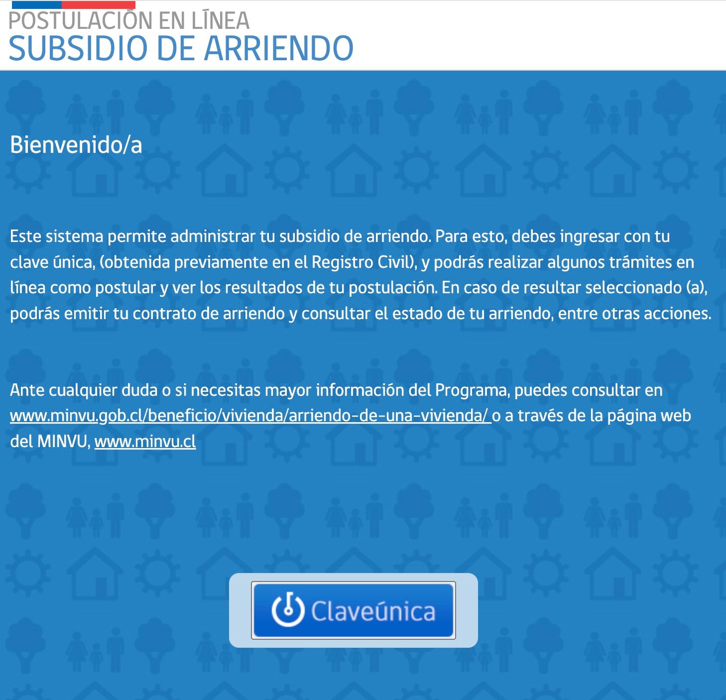 Página web Minvu arriendoenlinea.minvu.cl