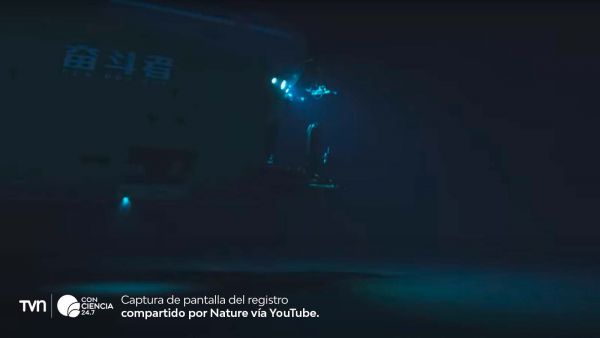 Sumergible Fendouzhe durante la expedición científica en las fosas oceánicas más profundas del Pacífico.