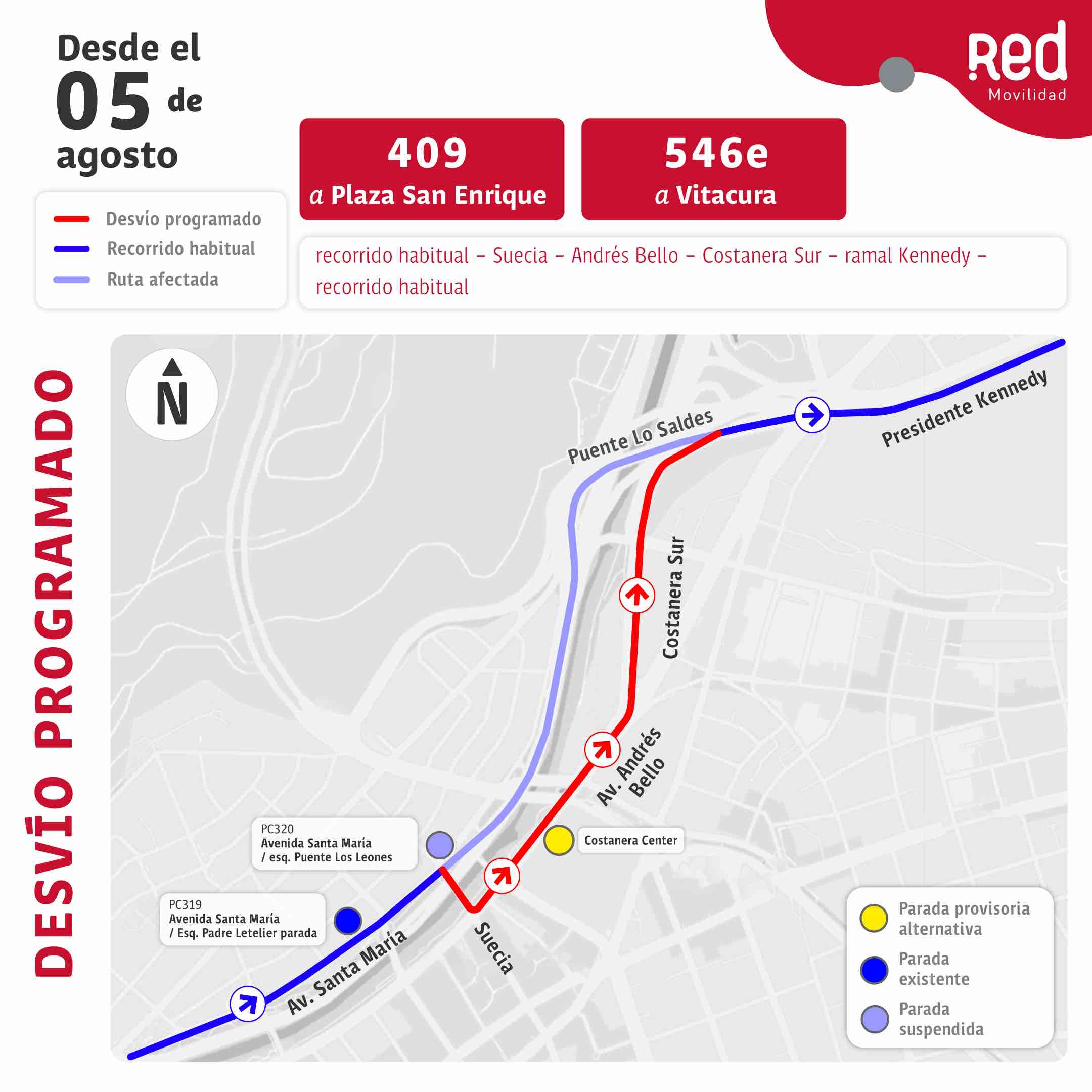 Recorridos afectados 409 – 546e