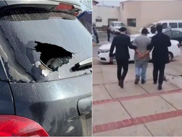 Así quedó el parabrisas del auto afectado