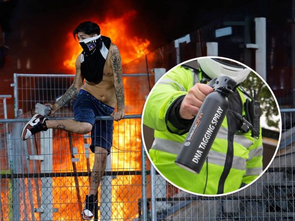 Incidentes en el Estadio Nacional y un policía utilizando el spray de ADN