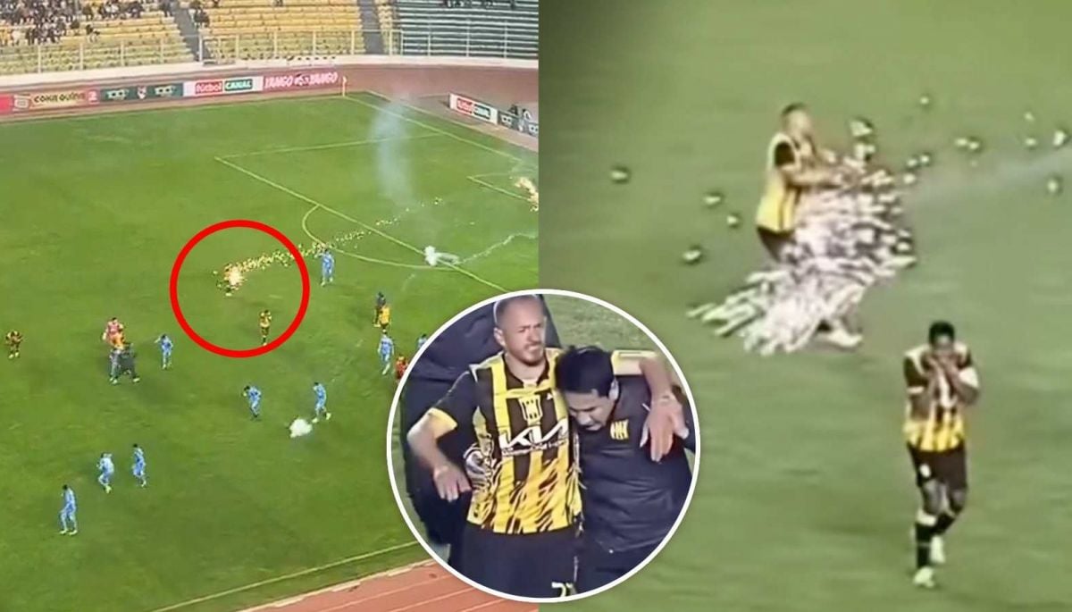 Escándalo en Bolivia: jugador fue impactado por fuego artificial en pleno partido