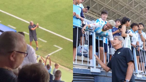 Manuel Pellegrini siendo ovacionado en Málaga