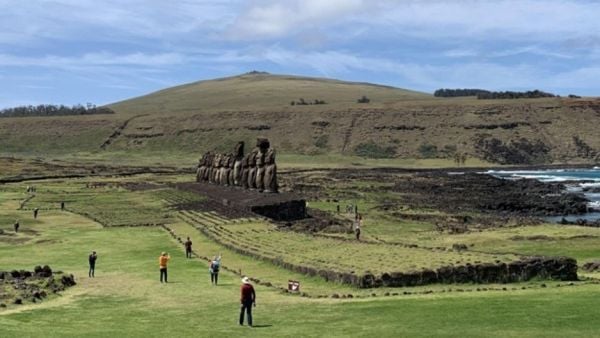 Moai en Ahu Tongariki en Rapa Nui